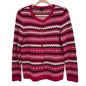 Talbots Lambswool Blend Fair Island Cardigan Sweater MP